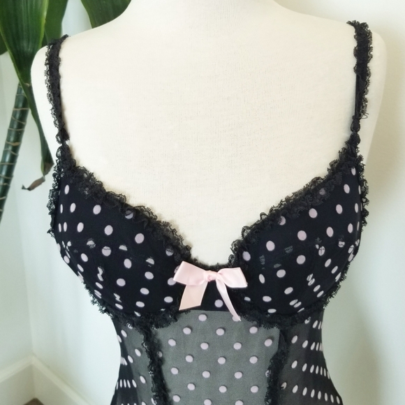 Victoria's Secret Vintage Sexy Little Things Polka Dot Ruffle Mesh Lingerie NWT - Picture 5 of 14
